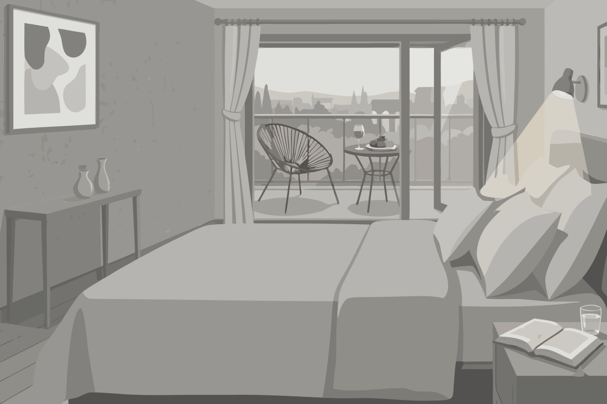 Oceanfront Villa with One King Bed, Two Double Beds and Balcony - Non-Smoking